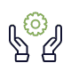 Animated graphic of hands on either side of a rotating gear