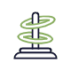 Animated graphic of rings being tossed onto a spike in a ring-toss game