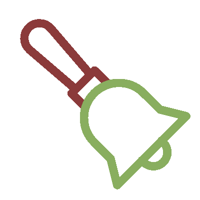 Moving icon of a handbell being run