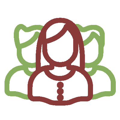 Animated icon of a group of three people