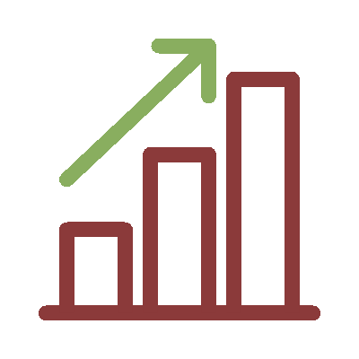 Animated icon of a  bar chart showing an increase